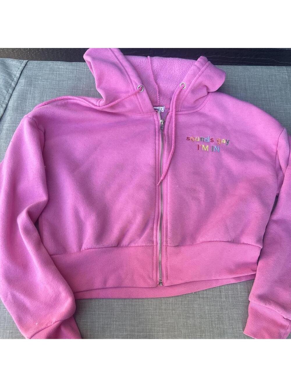 Rue 21 Women's Pink Hoody "Sounds gay, Im in"